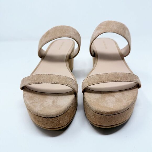 Stuart Weitzman Tan Beige Suede Wedge Sandals Size 11 Platform - Picture 4 of 9